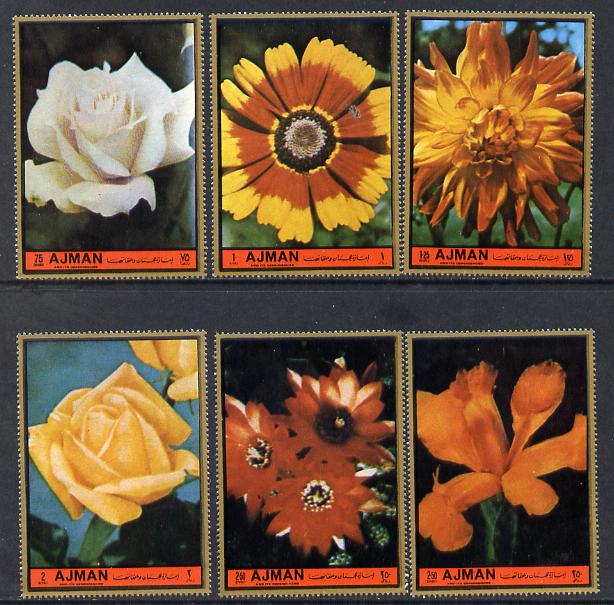 Ajman 1972 European Flowers perf set of 6 unmounted mint (Mi 2138-43A) , stamps on , stamps on  stamps on flowers     roses