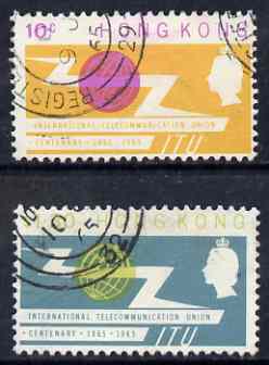 Hong Kong 1965 ITU Centenary set of 2 fine used SG214-15, stamps on , stamps on  stamps on , stamps on  stamps on  itu , stamps on  stamps on communications