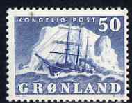 Greenland 1950-60 Polar Ship 50o blue mtd mint SG 33, stamps on , stamps on  stamps on greenland 1950-60 polar ship 50o blue mtd mint sg 33