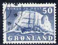 Greenland 1950-60 Polar Ship 50o blue fine used SG 33, stamps on , stamps on  stamps on greenland 1950-60 polar ship 50o blue fine used sg 33