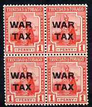 Trinidad & Tobago 1917 War Tax 1d block of 4 unmounted mint SG182, stamps on , stamps on  stamps on trinidad & tobago 1917 war tax 1d block of 4 unmounted mint sg182