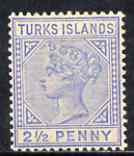 Turks Islands 1889-93 QV 2.5d ultramarine CA mtd mint SG 65, stamps on , stamps on  qv , stamps on 