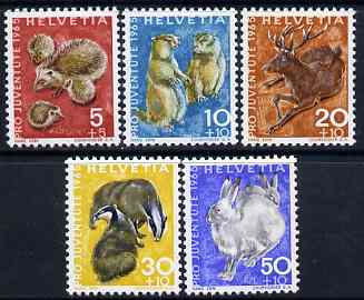 Switzerland 1965 Pro Juventute Animals set of 5 unmounted mint SG J207-11, stamps on , stamps on  stamps on switzerland 1965 pro juventute animals set of 5 unmounted mint sg j207-11