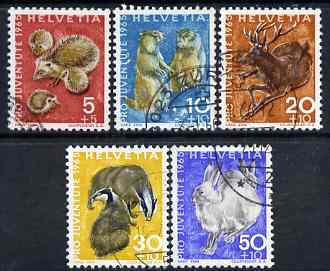 Switzerland 1965 Pro Juventute Animals set of 5 fine used SG J207-11, stamps on , stamps on  stamps on switzerland 1965 pro juventute animals set of 5 fine used sg j207-11