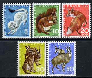 Switzerland 1966 Pro Juventute Animals set of 5 unmounted mint SG J212-16, stamps on 