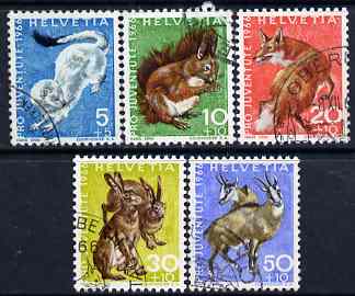 Switzerland 1966 Pro Juventute Animals set of 5 fine used SG J212-16, stamps on , stamps on  stamps on switzerland 1966 pro juventute animals set of 5 fine used sg j212-16