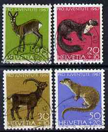 Switzerland 1967 Pro Juventute Animals set of 4 fine used SG J217-20, stamps on , stamps on  stamps on switzerland 1967 pro juventute animals set of 4 fine used sg j217-20