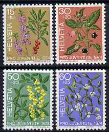 Switzerland 1974 Pro Juventute Fruits of the Forest set of 4 unmounted mint SG J245-48, stamps on , stamps on  stamps on switzerland 1974 pro juventute fruits of the forest set of 4 unmounted mint sg j245-48