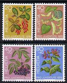Switzerland 1976 Pro Juventute Fruits of the Forest set of 4 unmounted mint SG J254-57, stamps on 