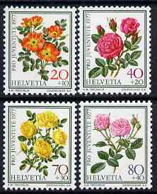 Switzerland 1977 Pro Juventute Roses set of 4 unmounted mint SG J258-61, stamps on , stamps on  stamps on switzerland 1977 pro juventute roses set of 4 unmounted mint sg j258-61