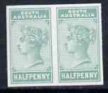 South Australia 1886 1/2d imperf proof pair in blue-green unwatermarked unmounted mint as SG 182, stamps on , stamps on  qv , stamps on 