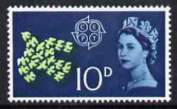Great Britain 1961 CEPT 10d single with a downward shift of green & blue resulting in Dove & Crown having white tips, unmounted mint SG 628var, stamps on , stamps on  stamps on great britain 1961 cept 10d single with a downward shift of green & blue resulting in dove & crown having white tips, stamps on  stamps on  unmounted mint sg 628var