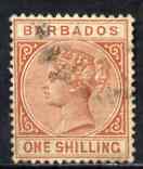 Barbados 1882-86 QV 1s chestnut Crown CA fine used SG 102, stamps on , stamps on  qv , stamps on 