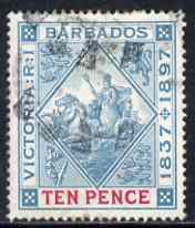 Barbados 1897-98 QV Diamond Jubilee Seal of Colony 10d used SG 123, stamps on , stamps on  qv , stamps on 