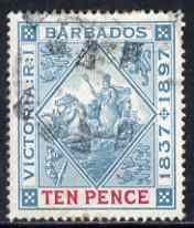 Barbados 1897-98 QV Diamond Jubilee Seal of Colony 10d used SG 123, stamps on , stamps on  stamps on , stamps on  stamps on  qv , stamps on  stamps on 