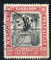 Barbados 1906 Nelson Centenary 1s Crown CC used SG 151, stamps on , stamps on nelson