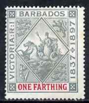 Barbados 1897-98 QV Diamond Jubilee Seal of Colony 1/4d unmounted mint SG 116, stamps on , stamps on  qv , stamps on 