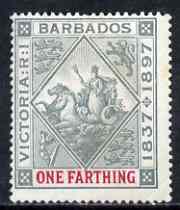 Barbados 1897-98 QV Diamond Jubilee Seal of Colony 1/4d unmounted mint SG 116