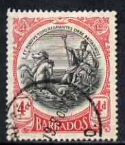 Barbados 1918-20 KG5 Badge 4d black & red MCA used SG 199, stamps on , stamps on  kg5 , stamps on 