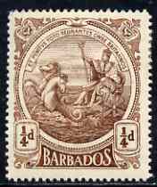 Barbados 1916-19 KG5 Badge 1/4d brown MCA wmk inverted & reversed lightly mtd mint SG 181y, stamps on , stamps on  kg5 , stamps on 
