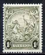 Barbados 1938-47 Badge of Colony 1s olive-green mtd mint SG 255, stamps on , stamps on  stamps on barbados 1938-47 badge of colony 1s olive-green mtd mint sg 255