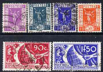France 1936 Paris International Exhibition set of 6 used SG 555-60, stamps on 