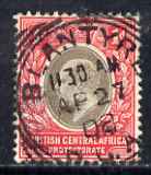 Nyasaland 1907 KE7 1d Crown MCA used SG 68, stamps on , stamps on  stamps on , stamps on  stamps on  ke7 , stamps on  stamps on 