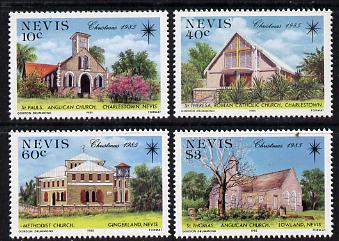 Nevis 1985 Christmas Churches set of 4 unmounted mint SG 348-51, stamps on christmas  churches