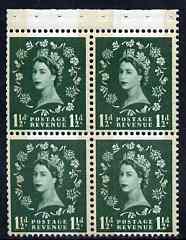 Great Britain 1958-65 Wilding 1.5d Crowns phos (s/ways wmk) booklet pane of 4 unmounted mint, stamps on 
