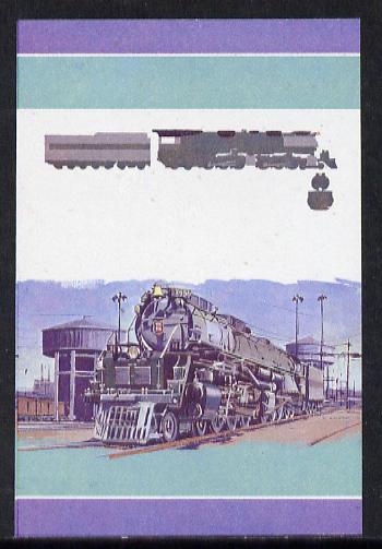 St Vincent - Bequia 1984 Locomotives #1 (Leaders of the World) 1c (Challenger Class) unmounted mint se-tenant imperf progressive proof pair in magenta, blue & yellow, stamps on railways, stamps on big locos