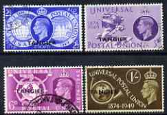 Morocco Agencies - Tangier 1949 KG6 75th Anniversary of Universal Postal Union perf set of 4 fine cds used, SG 276-79, stamps on , stamps on  stamps on , stamps on  stamps on  kg6 , stamps on  stamps on  upu , stamps on  stamps on 