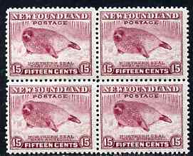 Newfoundland 1941-44 KG6 Seal 15c claret block of 4 unmounted mint SG 285, stamps on , stamps on  stamps on , stamps on  stamps on  kg6 , stamps on  stamps on 