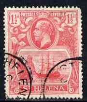 St Helena 1922-37 KG5 Badge Script 1.5d single with 'Broken Mast' variety (stamp 13) used but rounded corner, SG 99a, stamps on , stamps on  stamps on , stamps on  stamps on  kg5 , stamps on  stamps on ships, stamps on  stamps on 