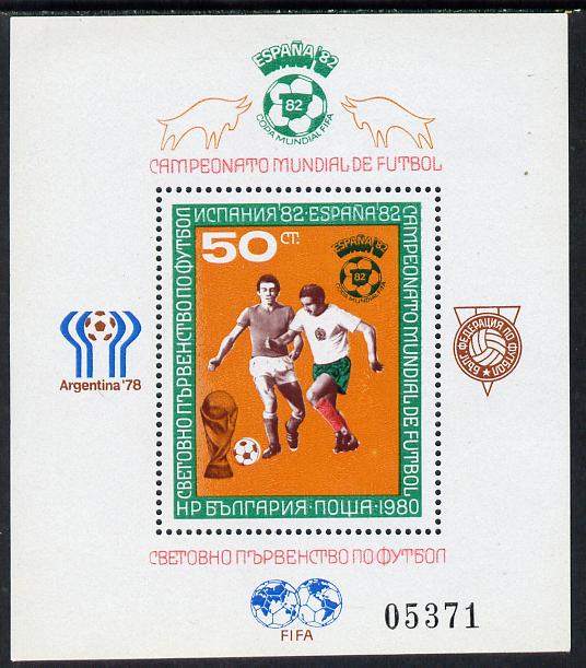 Bulgaria 1980 Espana \D482 Football World Cup m/sheet  Mi Bl 104, stamps on sport   football 