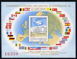 Rumania 1983 European Security & Co-operation Conference, Madrid imperf m/sheet from limited printing unmounted mint Mi Bl 196, stamps on 