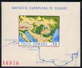 Rumania 1977 European Navigation on the Danube imperf m/sheet from limited printing, Mi Bl 147 , stamps on 
