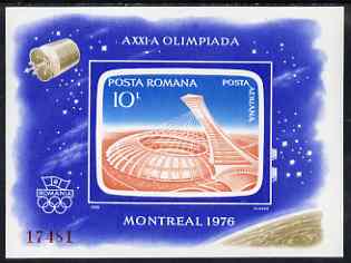 Rumania 1976 Montreal Olympics imperf m/sheet (Stadium) from limited printing fine unmounted mint Mi Bl 136, stamps on , stamps on  stamps on rumania 1976 montreal olympics imperf m/sheet (stadium) from limited printing fine unmounted mint mi bl 136