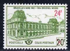 Belgium 1961 Railway Parcel Stamp 24f on 20f Brussels North Station unmounted mint SG P1787, stamps on , stamps on  stamps on belgium 1961 railway parcel stamp 24f on 20f brussels north station unmounted mint sg p1787