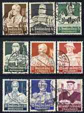 Germany 1934 Welfare Fund set of 9 good to fine used, SG 551-59, stamps on 