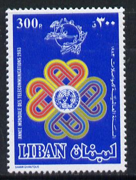 Lebanon 1983 World Communications Year (1 value) unmounted mint SG 1283, stamps on communications, stamps on  upu , stamps on 