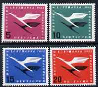Germany - West 1955 Re-establishment of Lufthansa set of 4 unmounted mint SG 1131-34, stamps on , stamps on  stamps on germany - west 1955 re-establishment of lufthansa set of 4 unmounted mint sg 1131-34