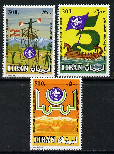 Lebanon 1983 75th Anniversary of Scouting set of 3, SG 1284-86, stamps on , stamps on  stamps on scouts