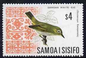 Samoa 1967 Somoan White-eye bird $4 fine unmounted mint SG 289b, stamps on 