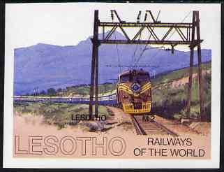 Lesotho 1984 Railways of the World 2m miniature sheet imperf unmounted mint, as SG MS 610, stamps on 