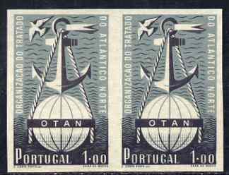 Portugal 1952 NATO 1e Imperf proof pair on ungummed paper (imperf pair cat £800), stamps on xxx