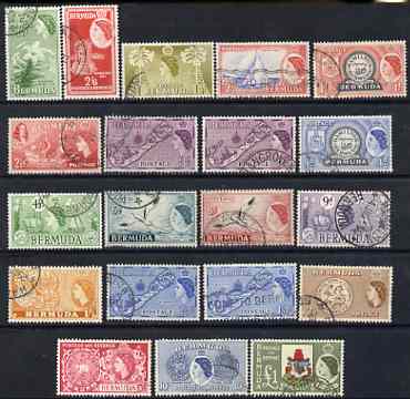 Bermuda 1953-62 definitive set complete 1/2d to \A31 (incl both 3d & 1s3d dies) fine cds used, 20 vals SG 135-50, stamps on 