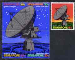 Singapore 1971 Opening of Satellite Earth Station set of 5 (se-tenant block & single) superb unmounted mint SG 160-64, stamps on , stamps on  stamps on singapore 1971 opening of satellite earth station set of 5 (se-tenant block & single) superb unmounted mint sg 160-64