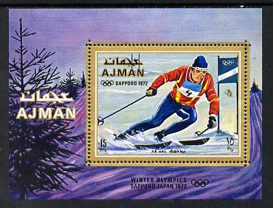 Ajman 1970 Winter Olympics m/sheet unmounted mint (Mi BL222A), stamps on sport     olympics