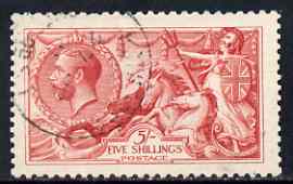 Great Britain 1913 Seahorse 5s well centred, good perfs with light cds cancel, a stunner cat A3275, stamps on , stamps on  stamps on great britain 1913 seahorse 5s well centred, stamps on  stamps on  good perfs with light cds cancel, stamps on  stamps on  a stunner cat \a3275