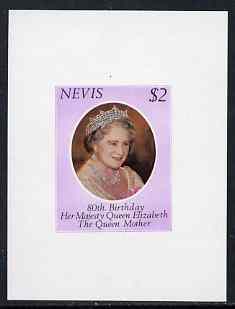 Nevis 1980 Queen Mother 80th Birthday $2 unmounted mint imperf proof sheet in issued colours